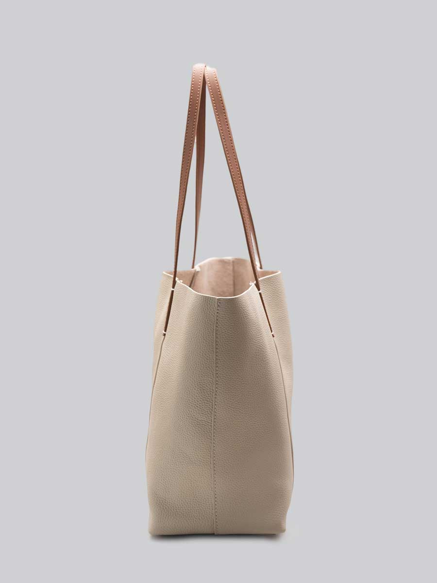 Oversize Genuine Leather Tote Bag Shoulder Khaki