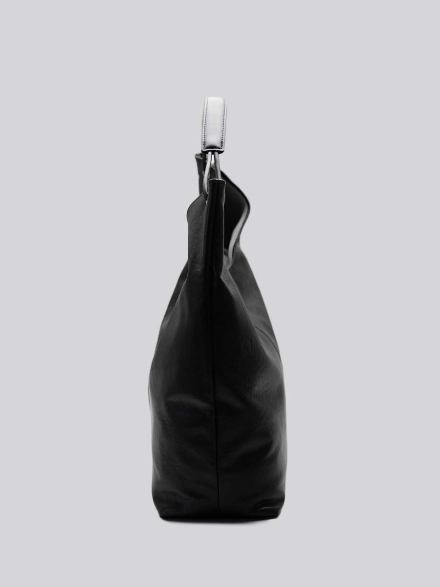 Real Leather Shoulder Hobo Bags Black