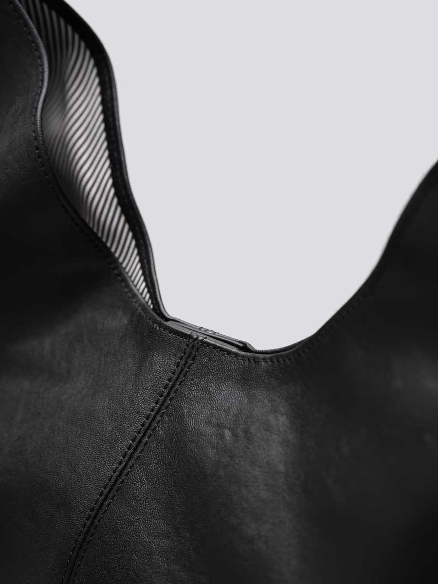 Real Leather Shoulder Hobo Bags Black