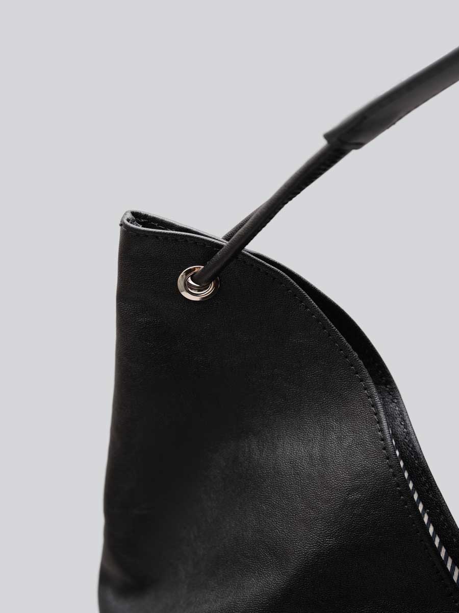 Real Leather Shoulder Hobo Bags Black