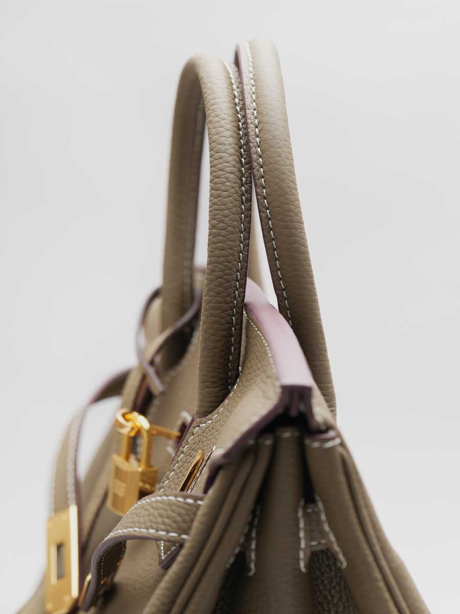 Real Leather Top Handle Satchel Handbag Crossbody Bag Beige