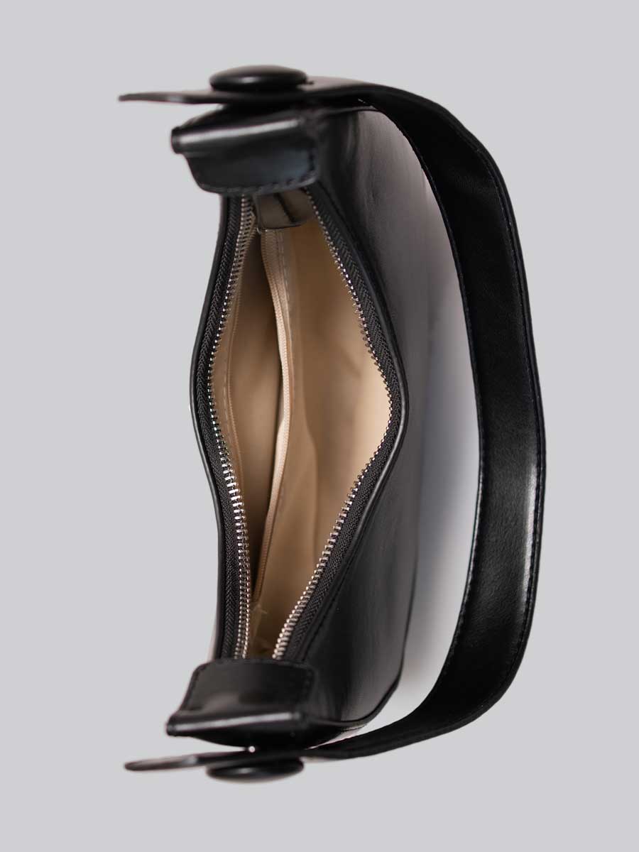 Vegan Leather Crescent Shoulder Bag Black