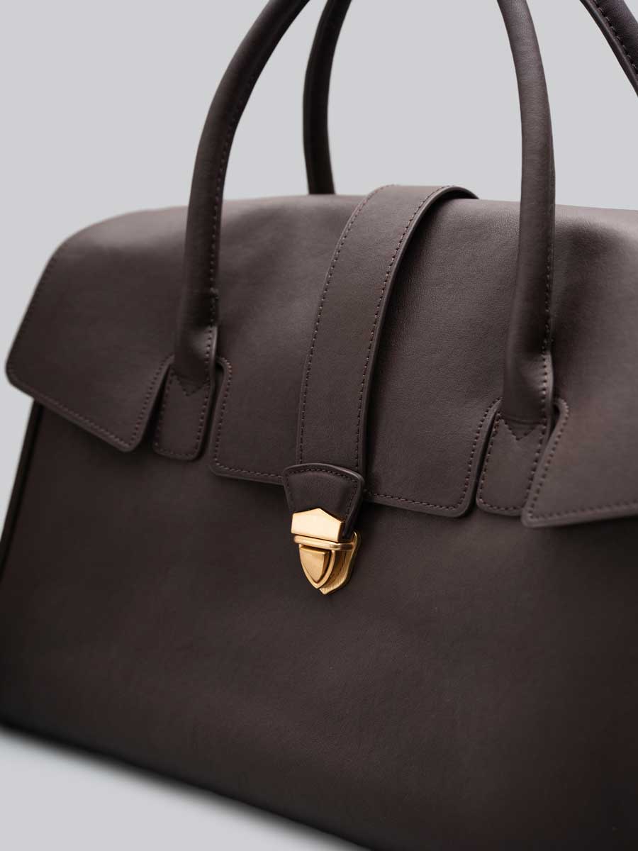 Classic Genuine Leather Top Handle Satchel Brown