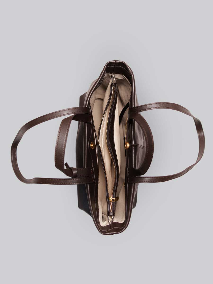 Oversize Genuine Leather Dual Handle Tote Bag Coffee