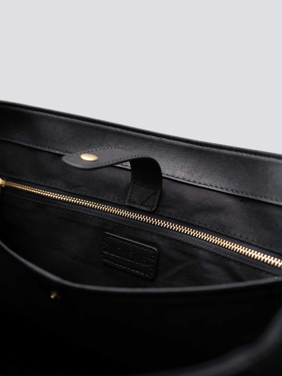 Classic Genuine Leather Top Handle Satchel Black