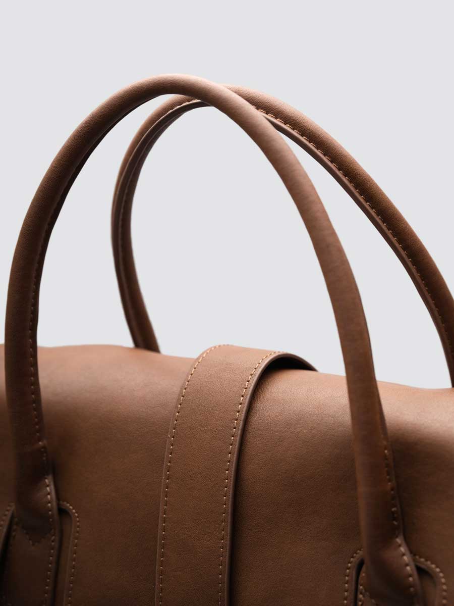 Classic Genuine Leather Top Handle Satchel Brown