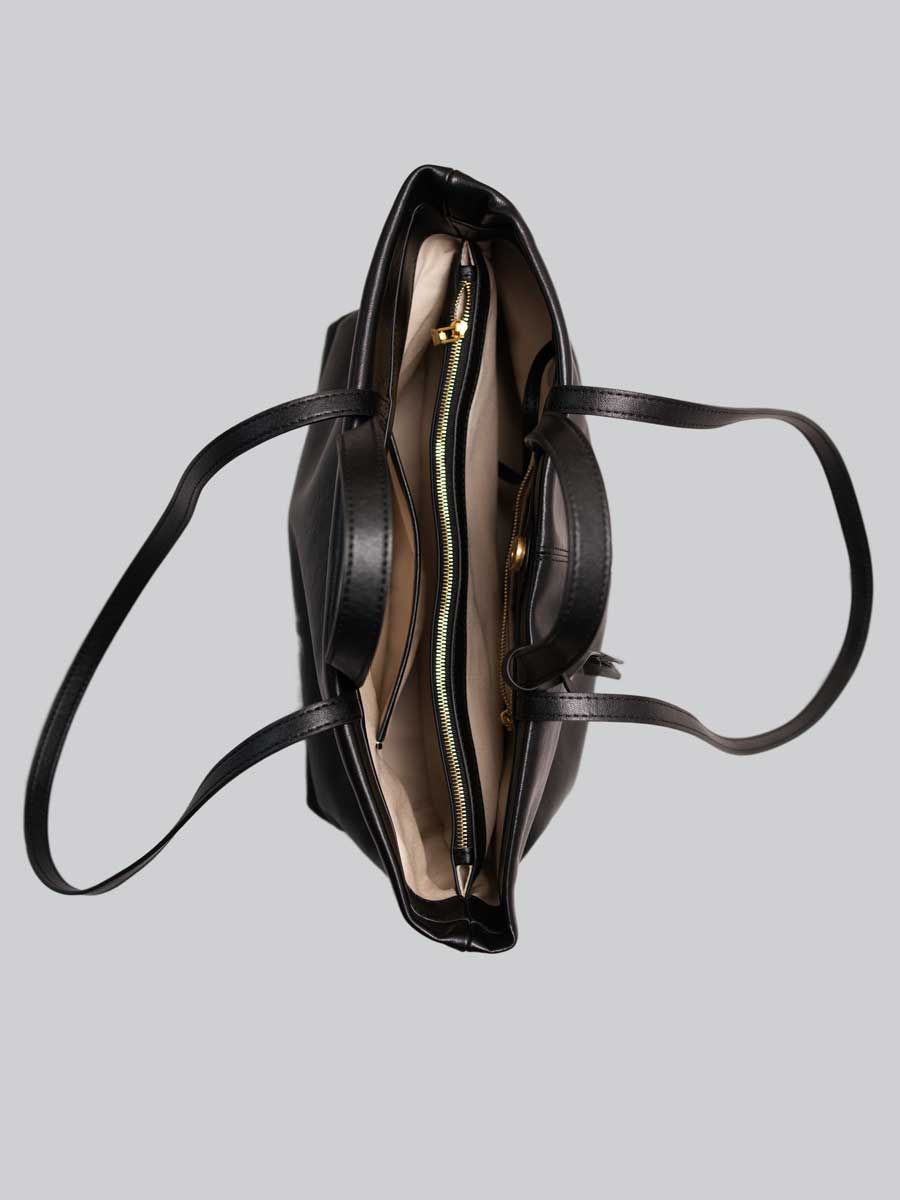 Oversize Genuine Leather Dual Handle Tote Bag Coffee
