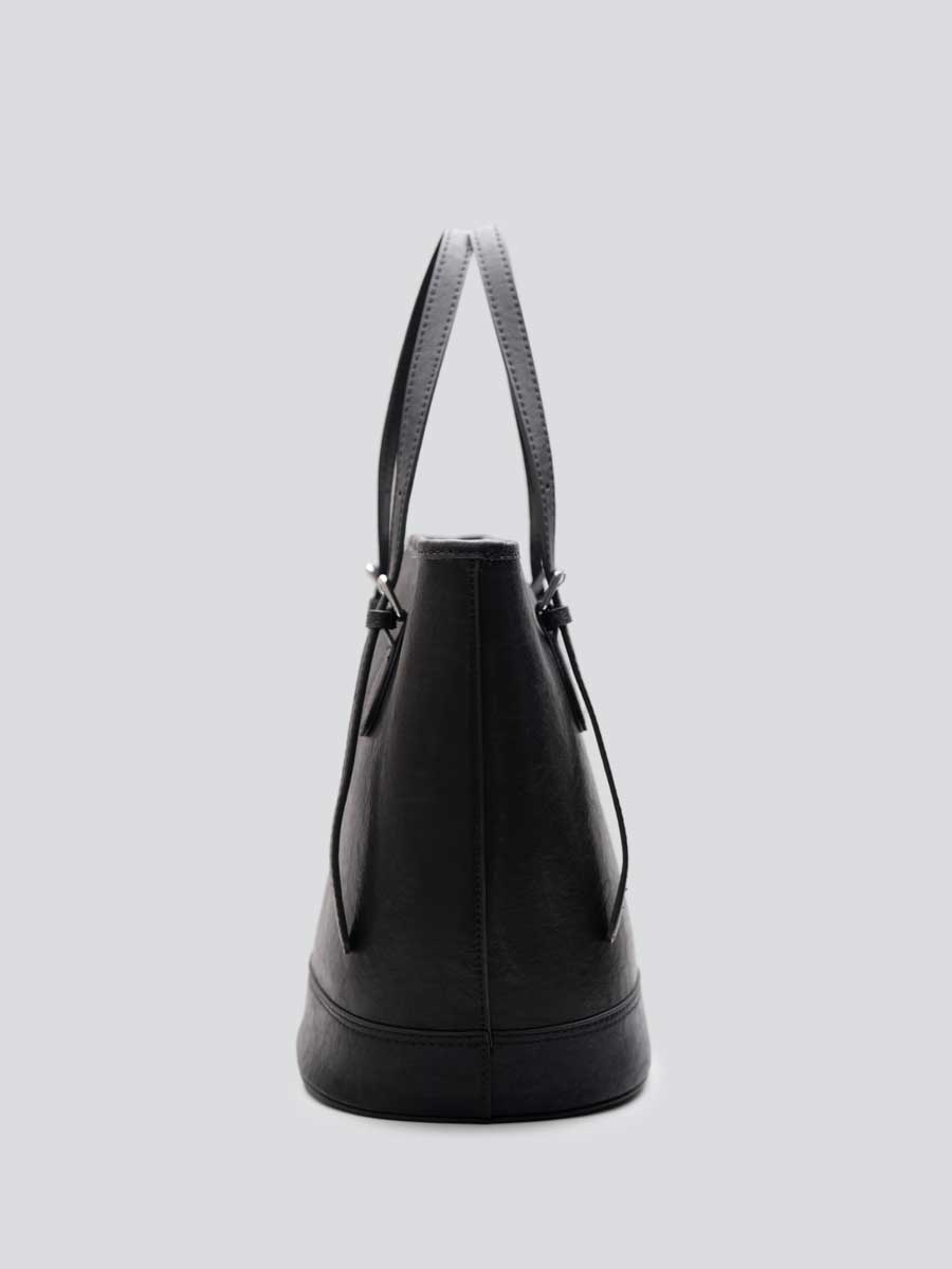Genuine Leather Tote bag with Adjustable Buckled Straps Black