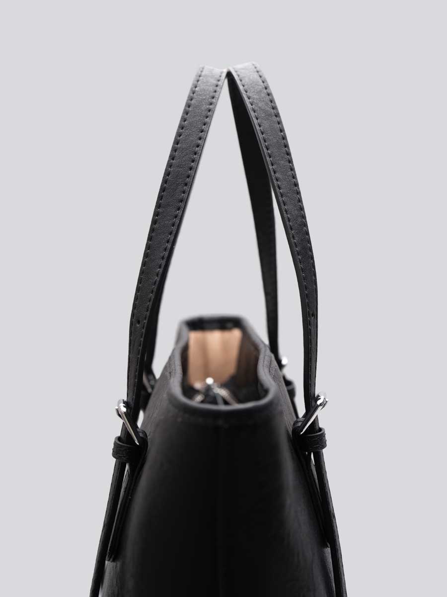 Genuine Leather Tote bag with Adjustable Buckled Straps Black