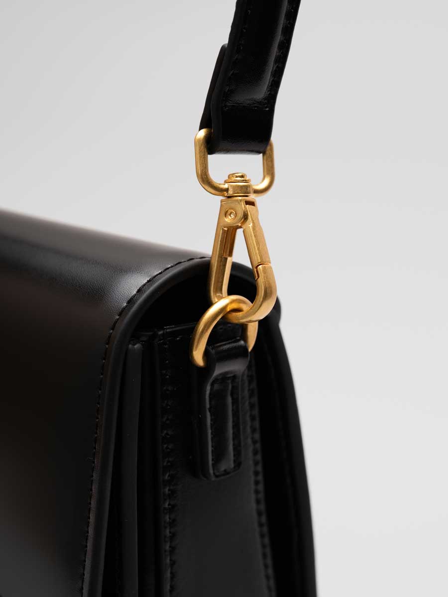Genuine Patent Leather Clutch Shoulder Bag with Dual Straps Black