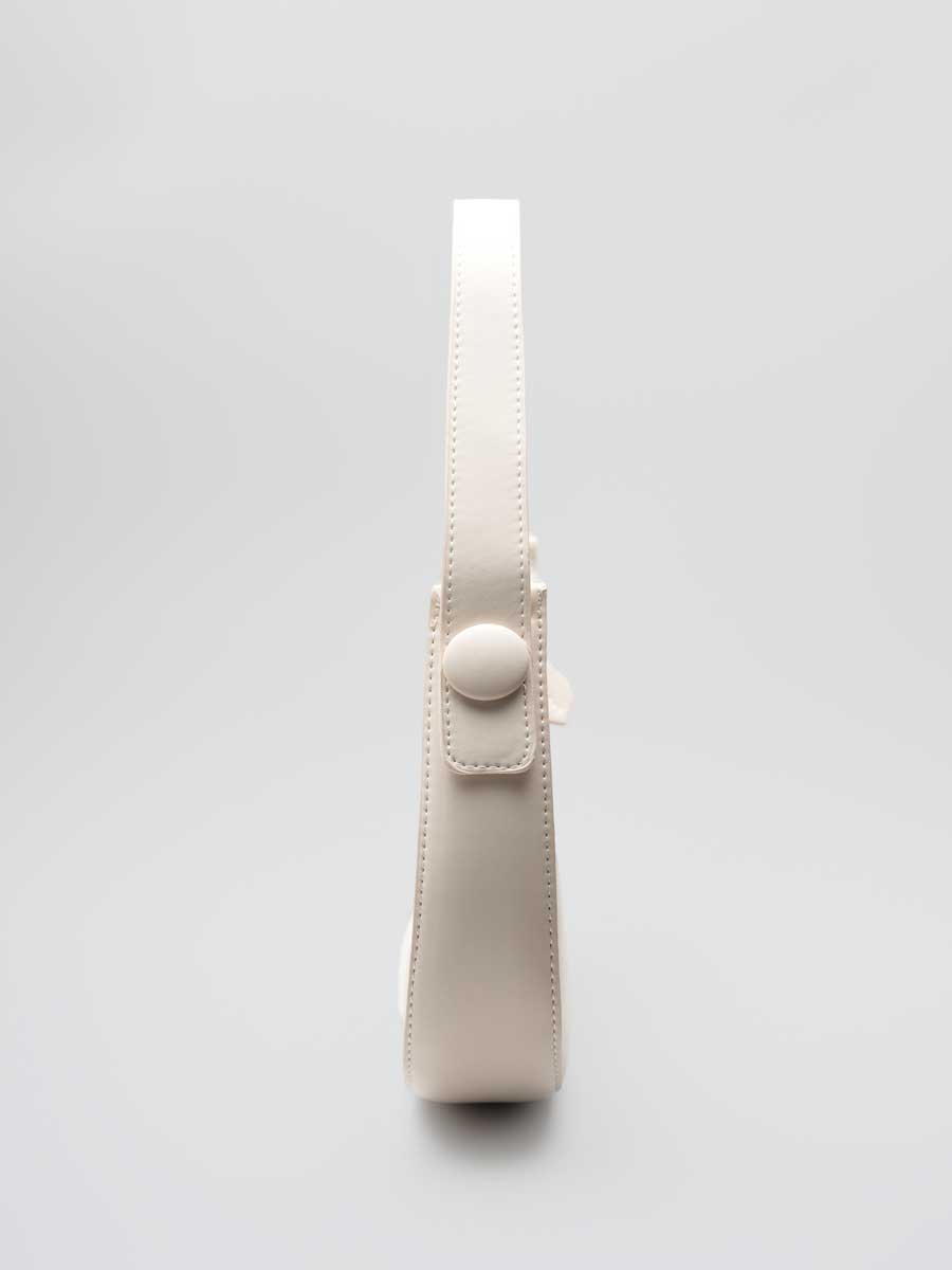 Vegan Leather Crescent Shoulder Bag Cream Yellow