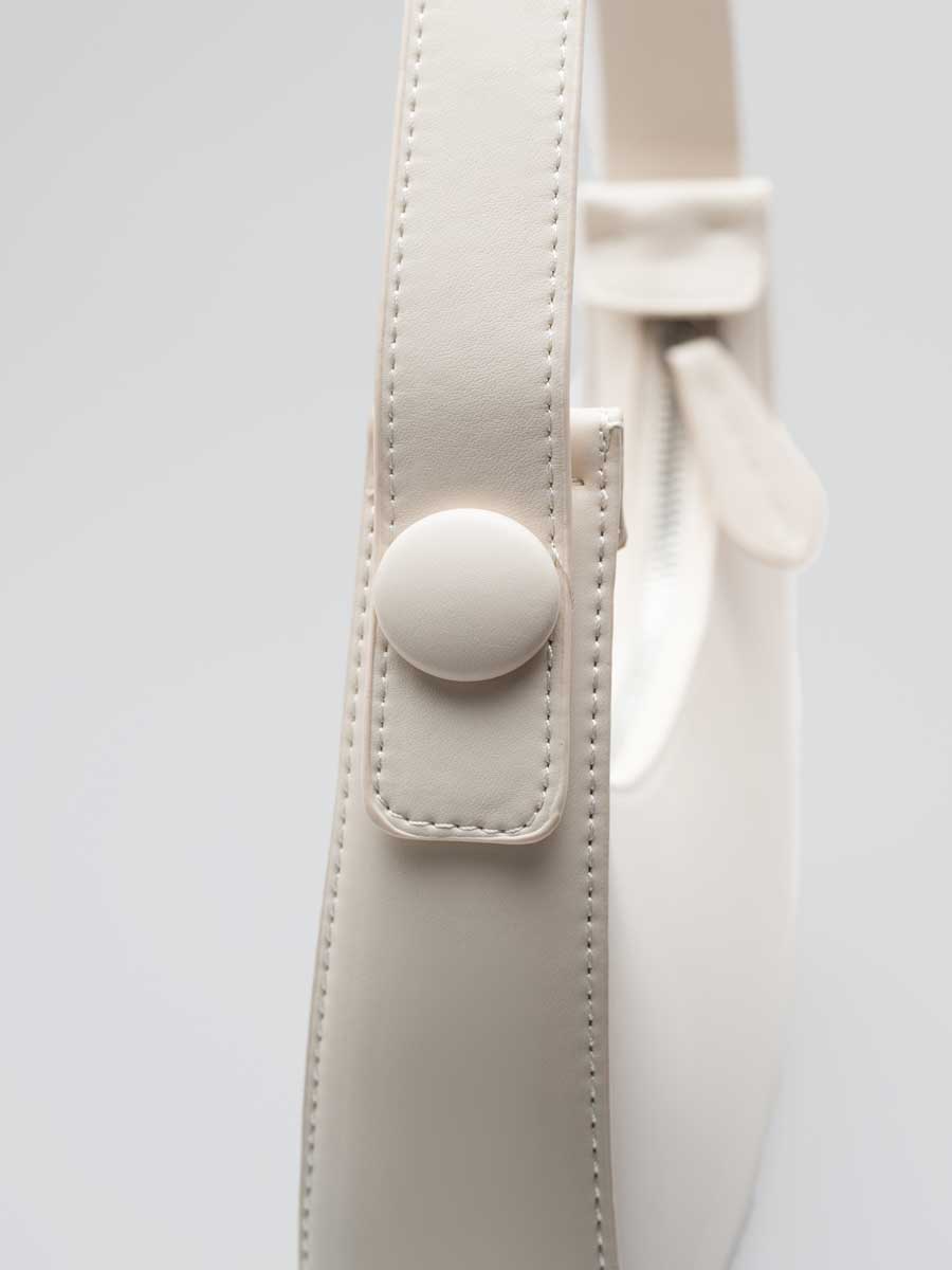 Vegan Leather Crescent Shoulder Bag Cream Yellow