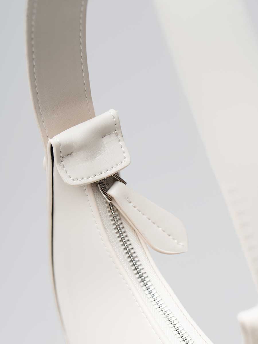 Vegan Leather Crescent Shoulder Bag Cream Yellow