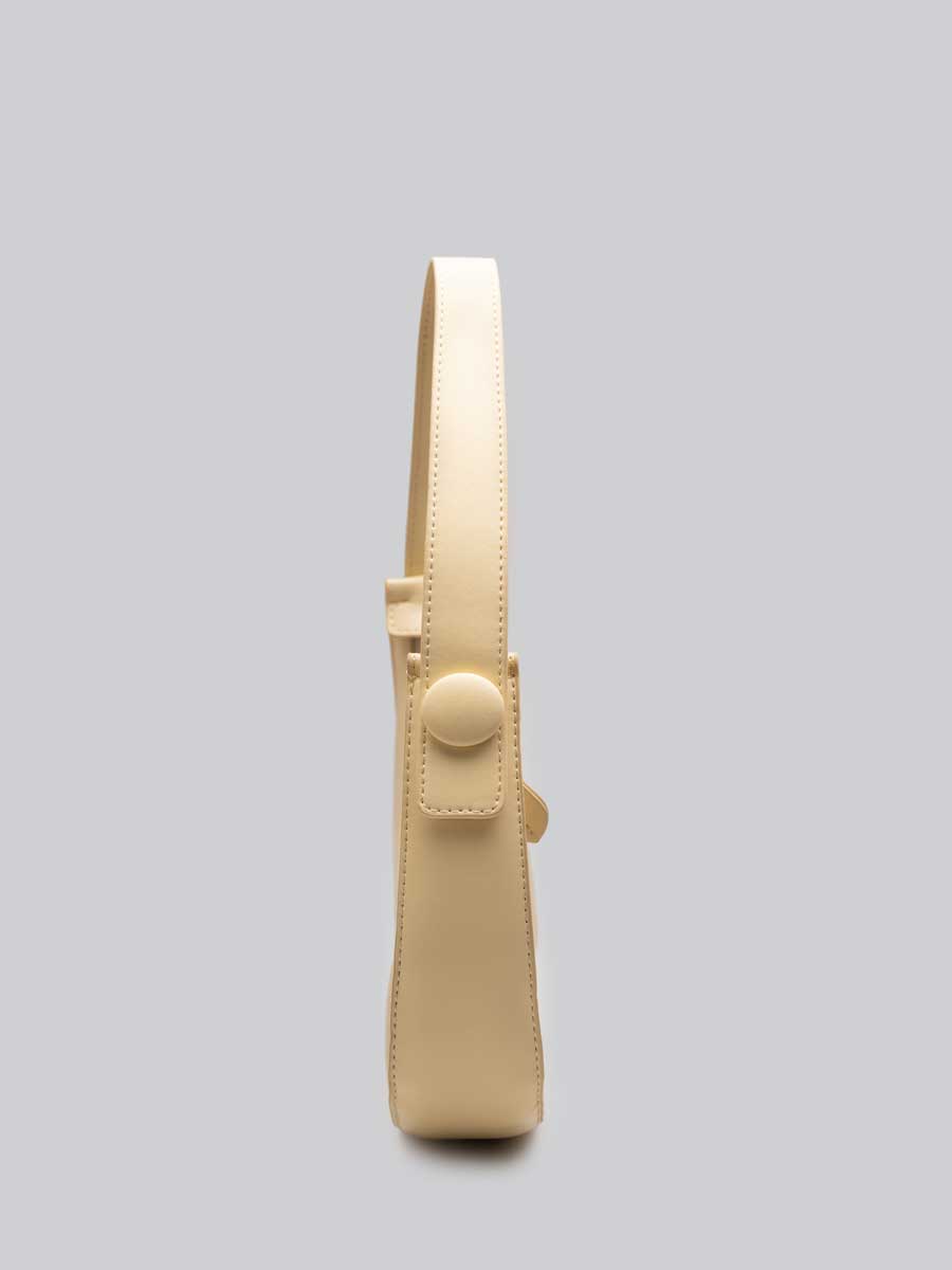 Vegan Leather Crescent Shoulder Bag Cream White