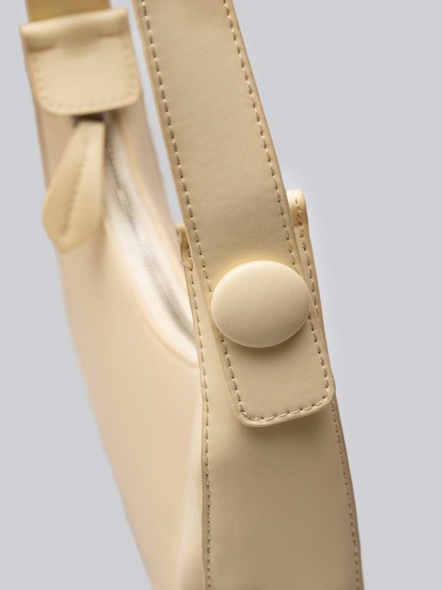 Vegan Leather Crescent Shoulder Bag Cream White
