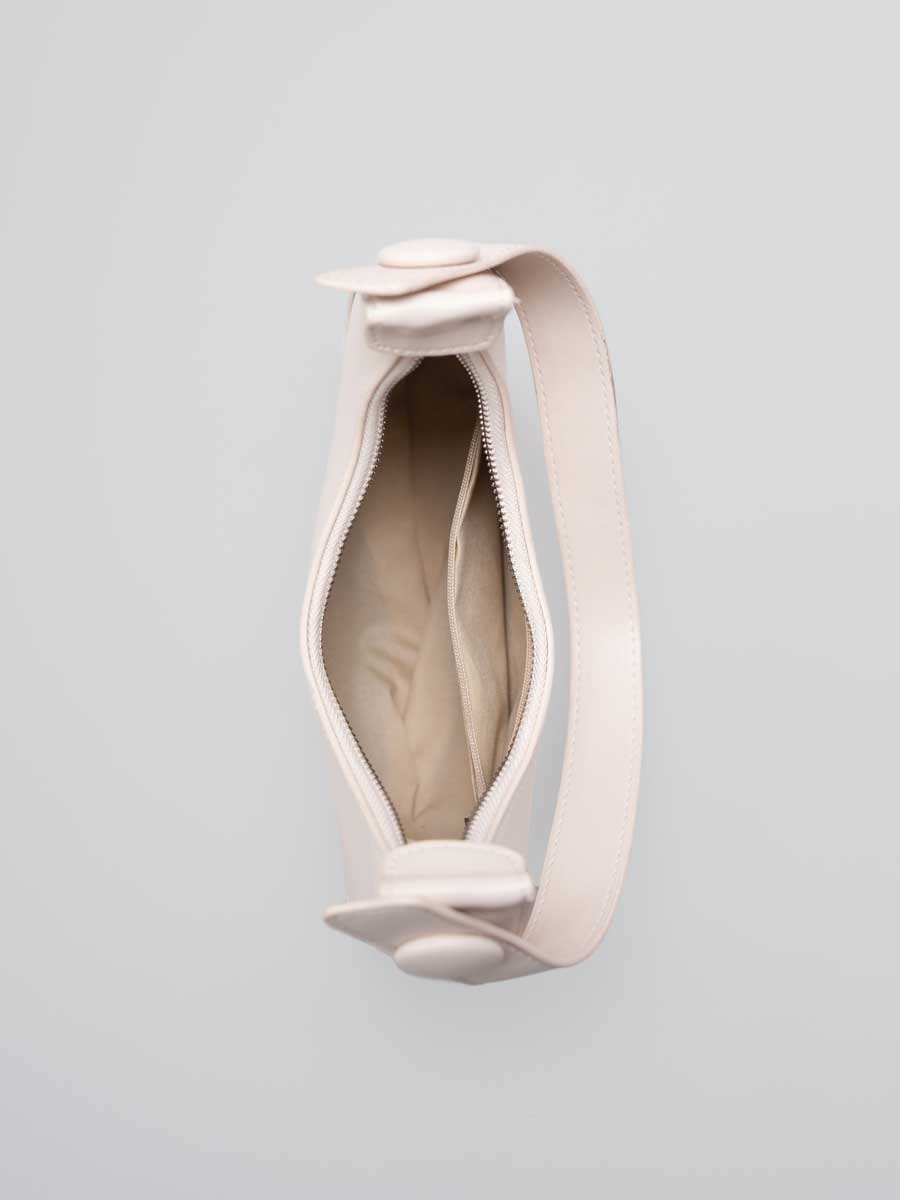 Vegan Leather Crescent Shoulder Bag Cream Yellow