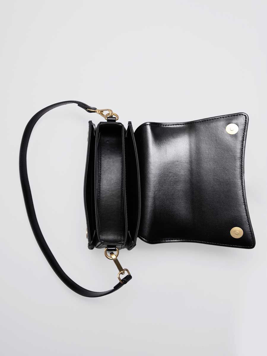 Genuine Patent Leather Clutch Shoulder Bag with Dual Straps Black