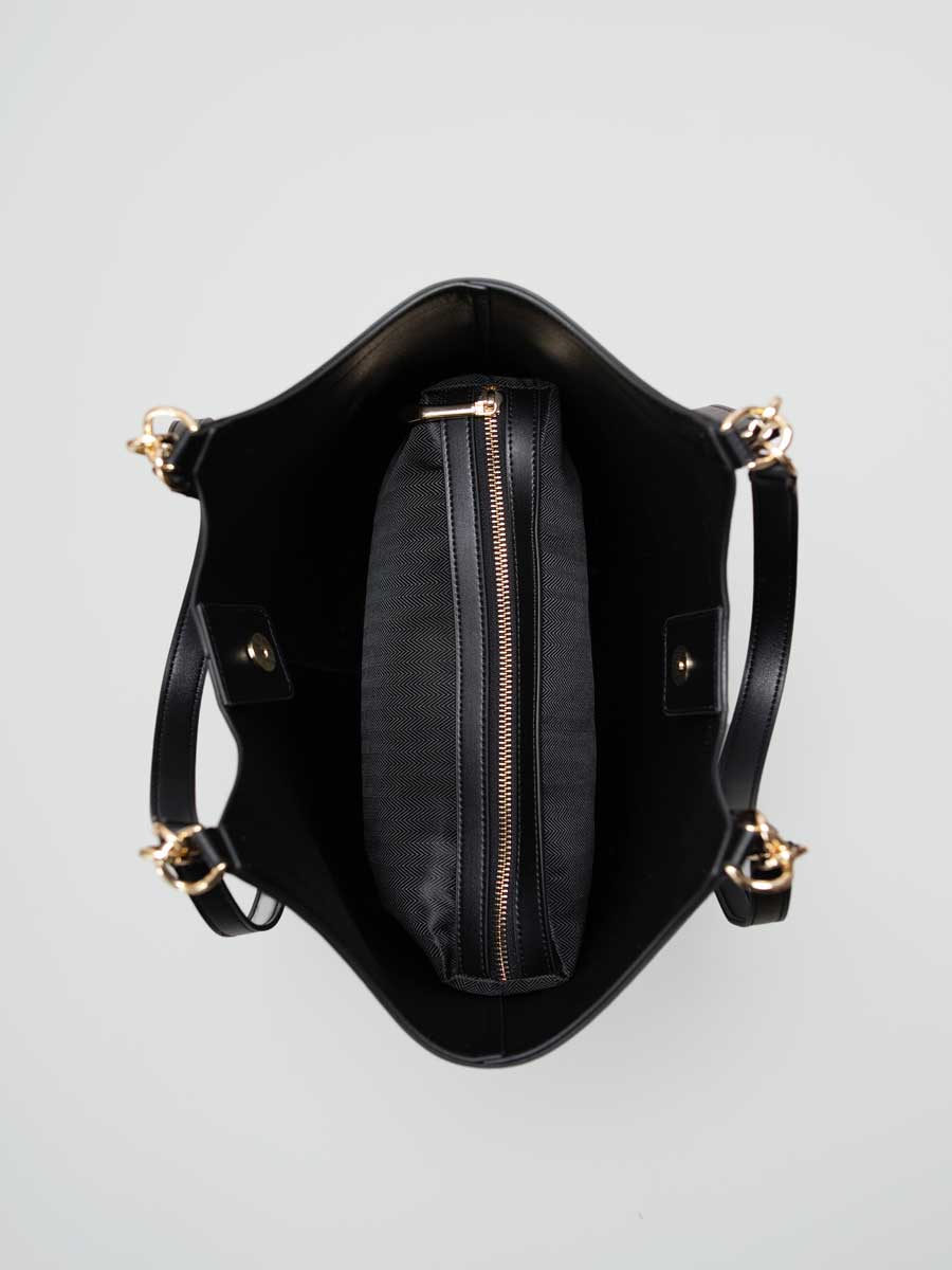 Real Leather Tote Bag with Gold Hardware Brown