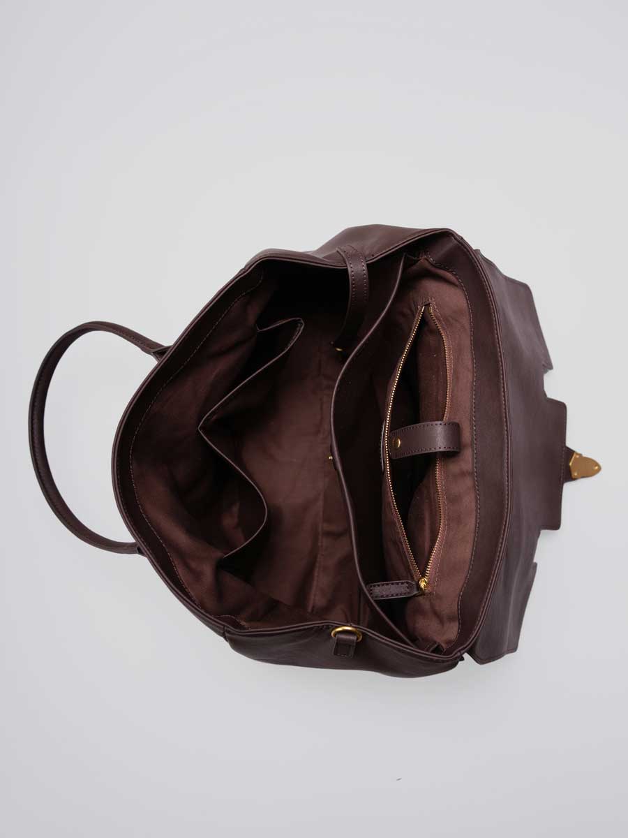 Classic Genuine Leather Top Handle Satchel Brown