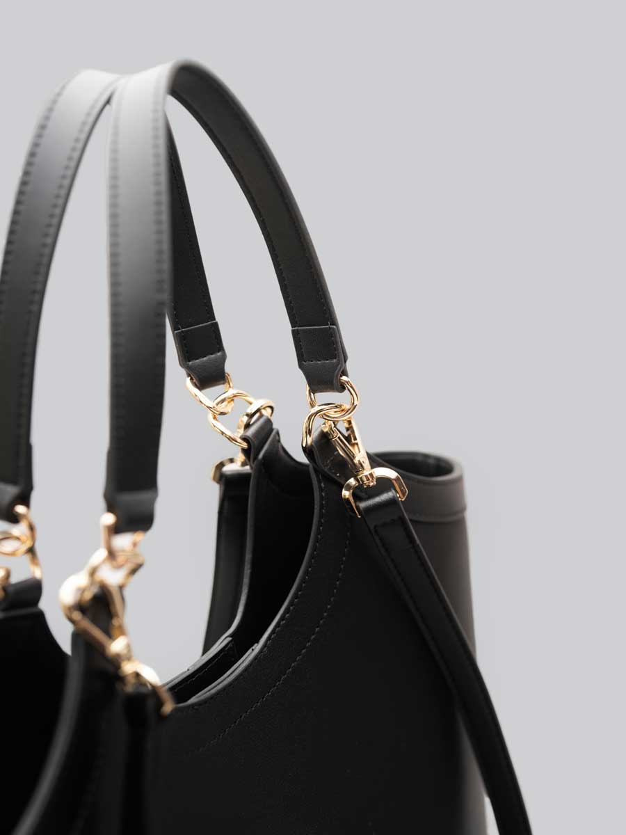 Real Leather Tote Bag with Gold Hardware Brown