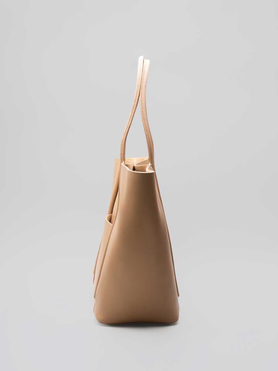Oversize Genuine Leather Tote Shoulder Bags Soft Beige