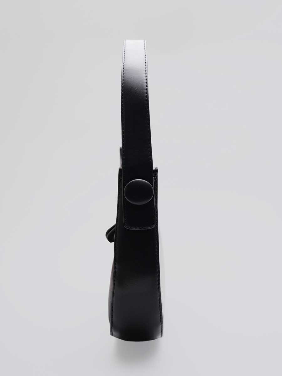 Vegan Leather Crescent Shoulder Bag Black