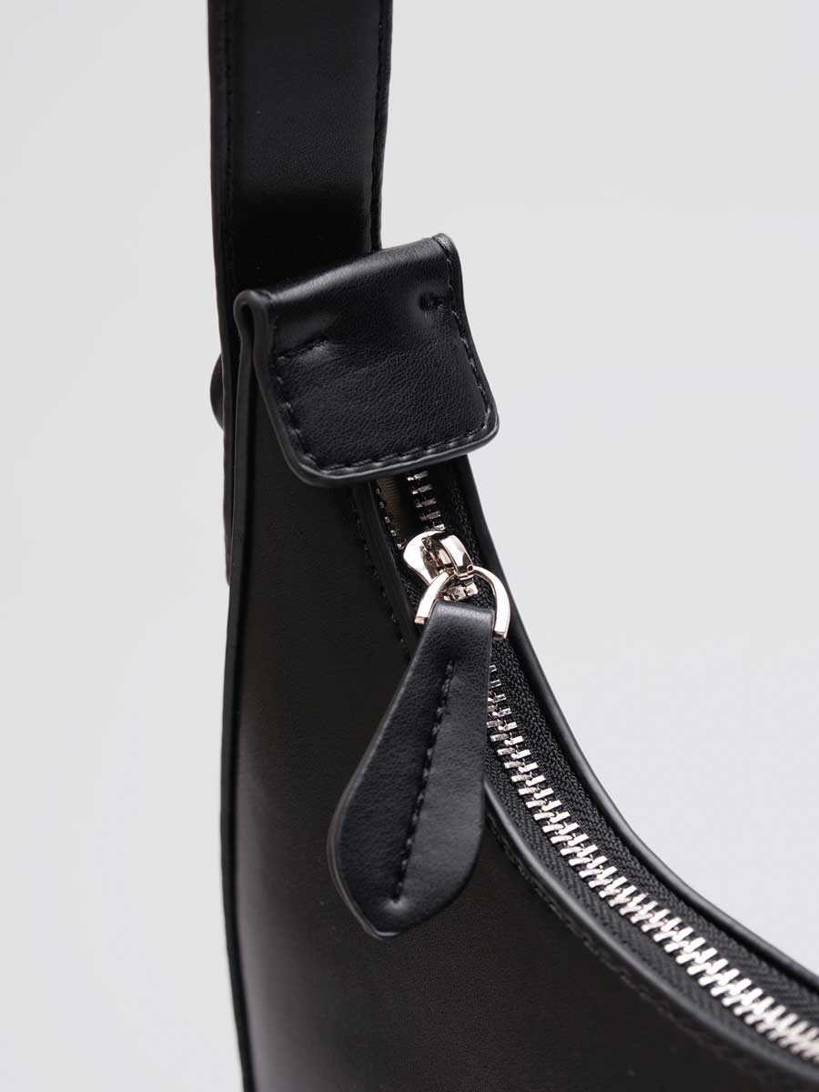 Vegan Leather Crescent Shoulder Bag Cream Yellow