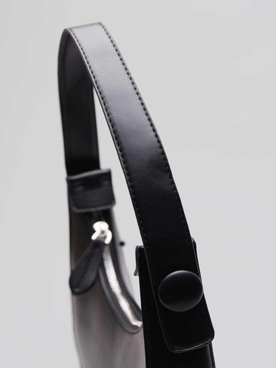 Vegan Leather Crescent Shoulder Bag Cream White