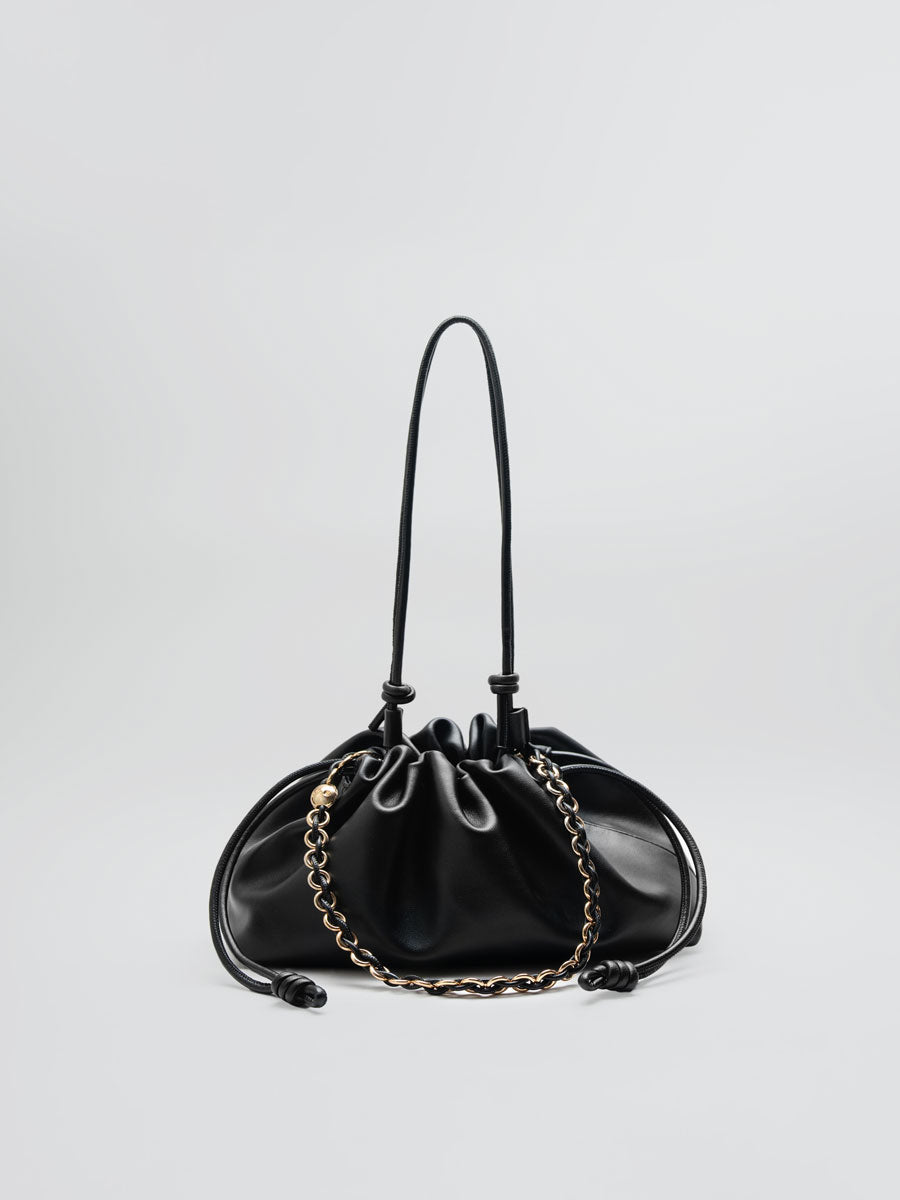 Real Leather Drawstring Hobo Purse Shoulder Bag with Adjustable Strap Green