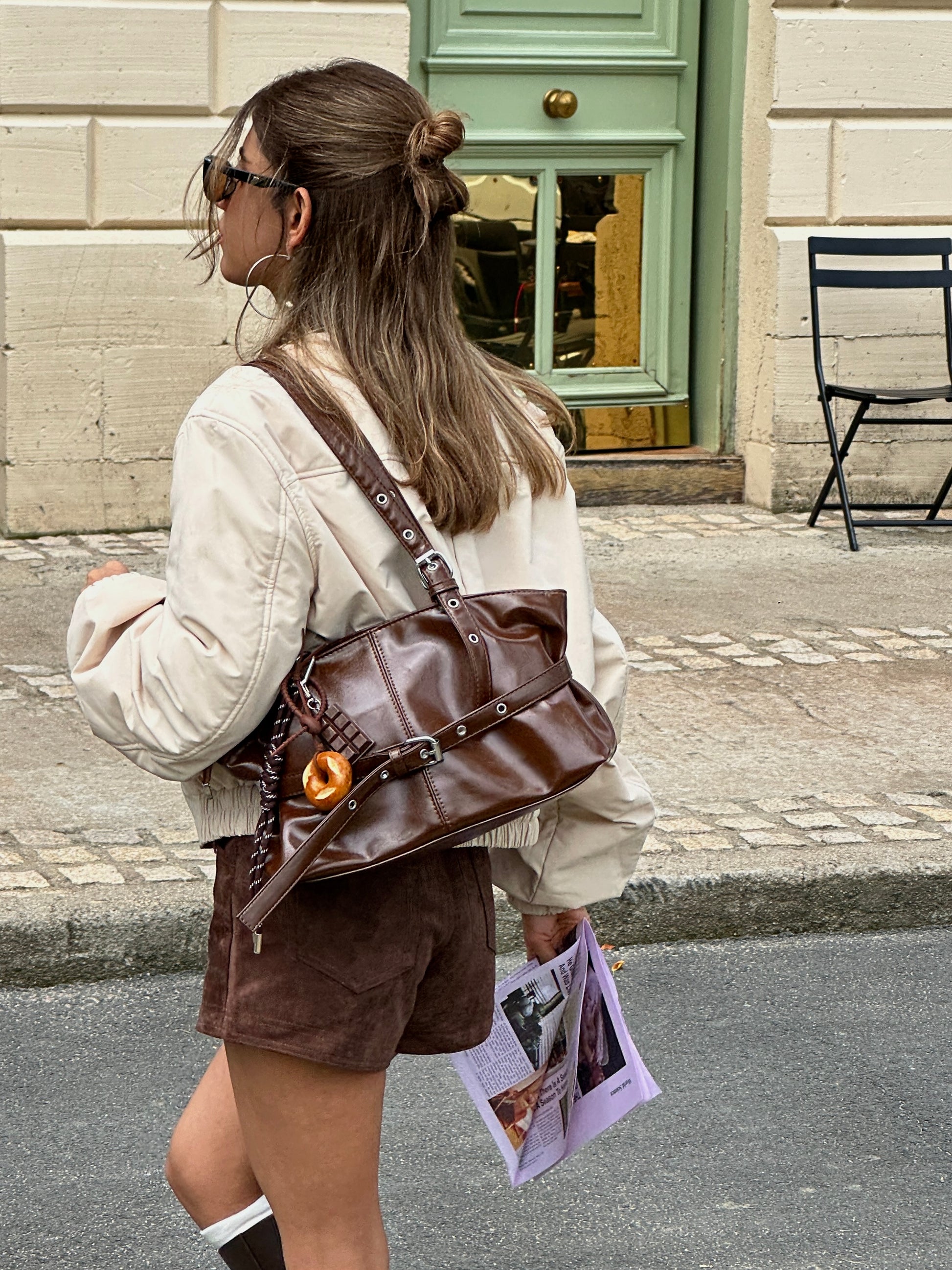 Vintage Waxed Leather Tote Bag Brown