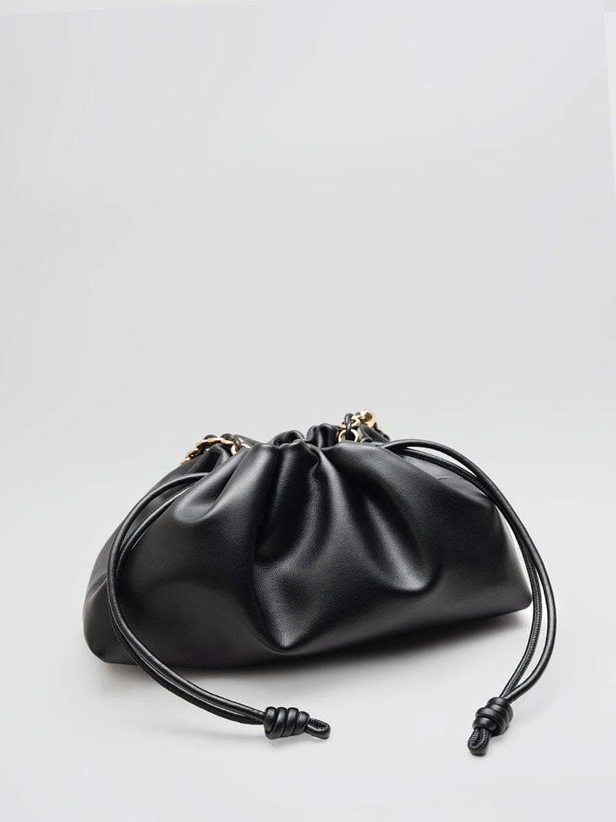 Real Leather Drawstring Hobo Purse Shoulder Bag with Adjustable Strap Green
