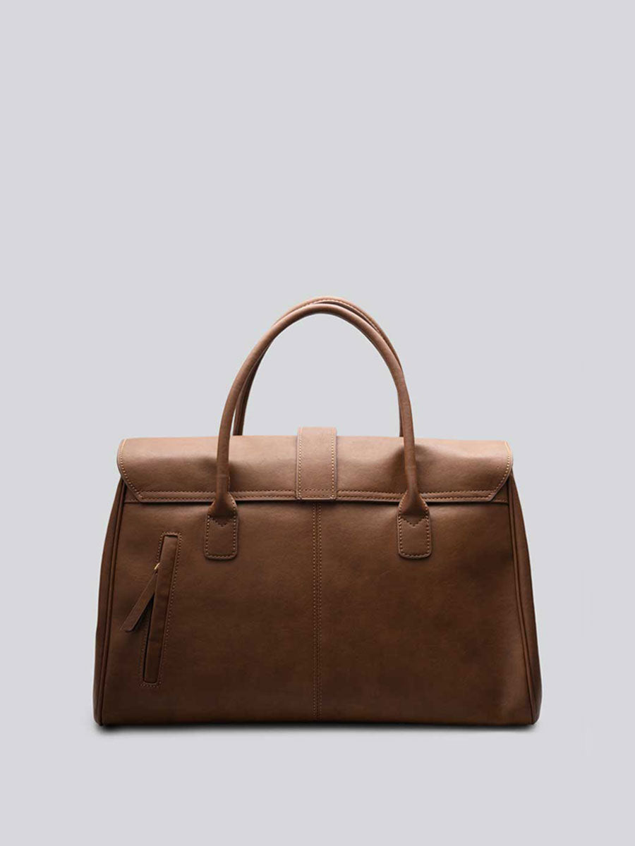 Classic Genuine Leather Top Handle Satchel Brown