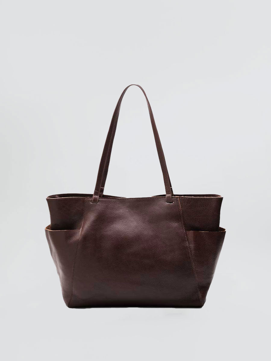 Oversize Leather Tote Shopper Handbag Black