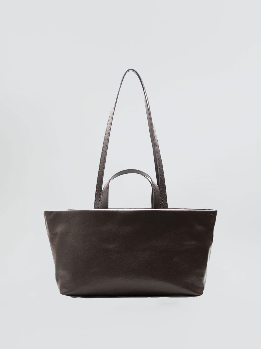 Oversize Genuine Leather Dual Handle Tote Bag Coffee
