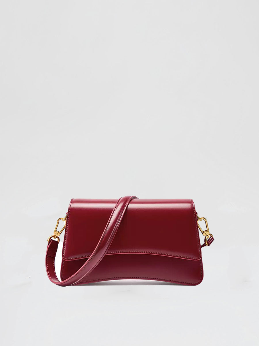 Genuine Patent Leather Clutch Shoulder Bag with Dual Straps Black