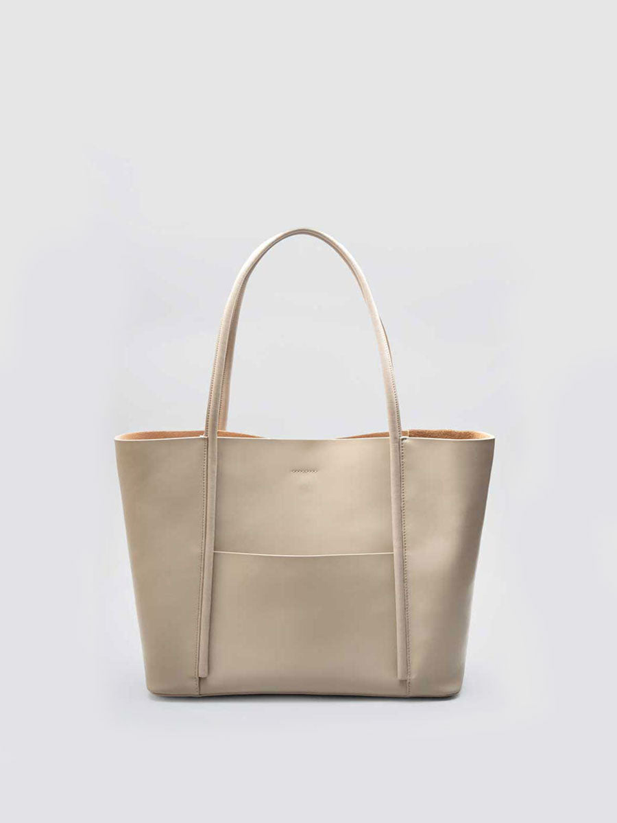 Oversize Genuine Leather Tote Shoulder Bags Soft Cream Yellow