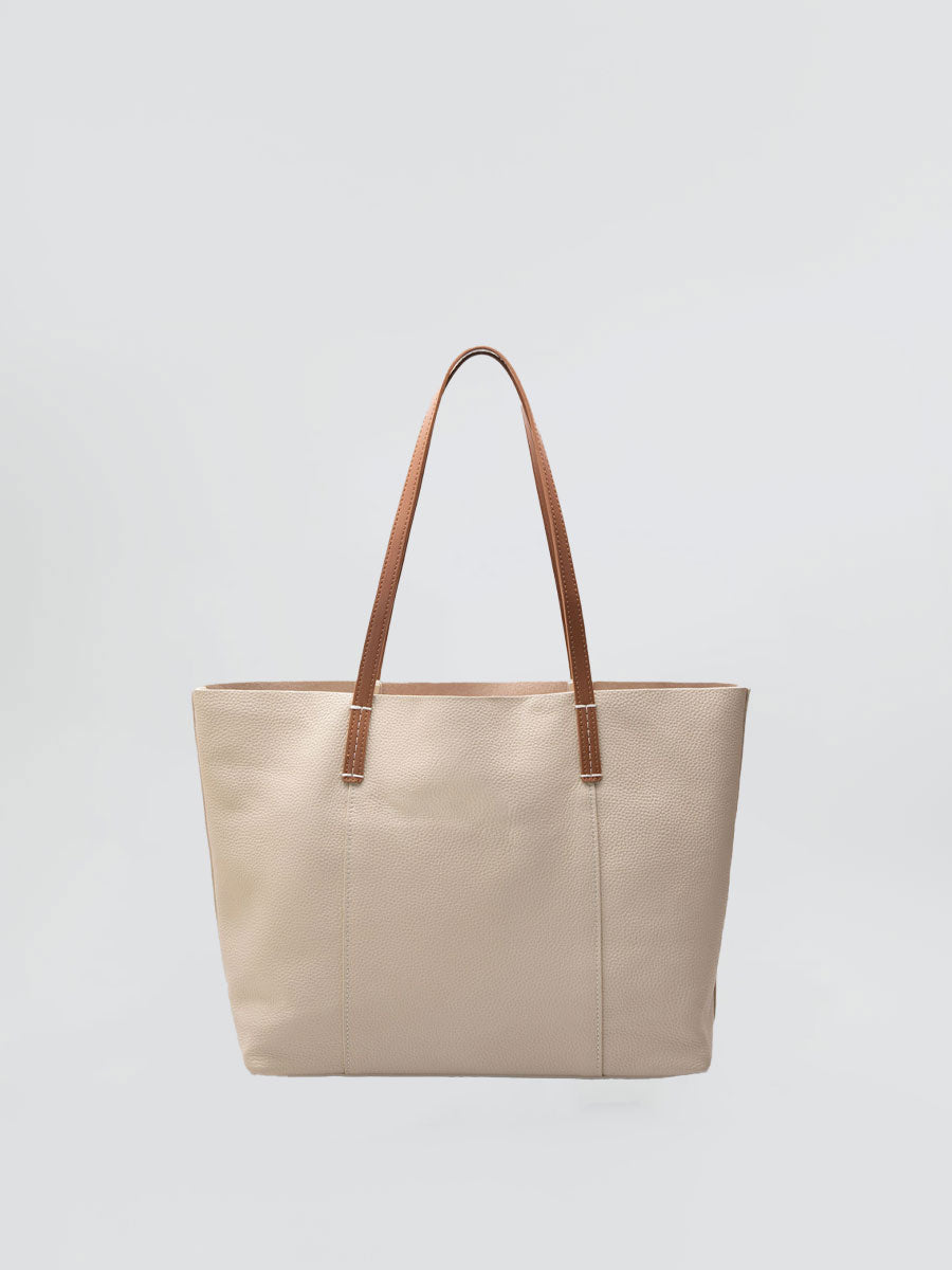 Oversize Genuine Leather Tote Bag Shoulder Khaki